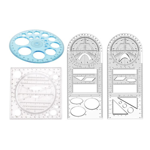 8Pcs Multifunctional Geometric Ruler Measuring Drawing Ruler Plastic Mathematics Tools for Student School Office Supply 1