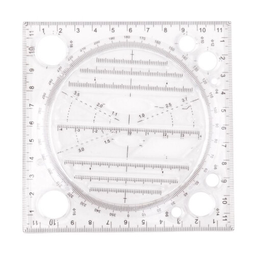 8Pcs Multifunctional Geometric Ruler Measuring Drawing Ruler Plastic Mathematics Tools for Student School Office Supply
