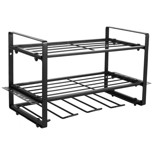 Power Tool Organizer Wall Mounted Drill Storage Rack with 4 Holders 2Layer Heavy Duty Shelf for Garage