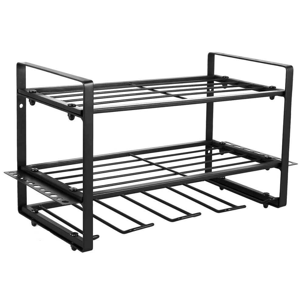 Power Tool Organizer Wall Mounted Drill Storage Rack With 4 Holders 2Layer Heavy Duty Shelf For Garage 9092120619065