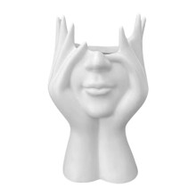 Abstract Face Makeup Brush Holder with MultiSlot Organizer for Vanity and Desktop Use
