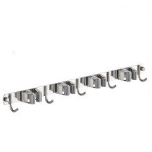 Stainless Steel Mop and Broom Holder 53cm, NoDrill Wall Mounted Organizer for Bathroom Kitchen Garage