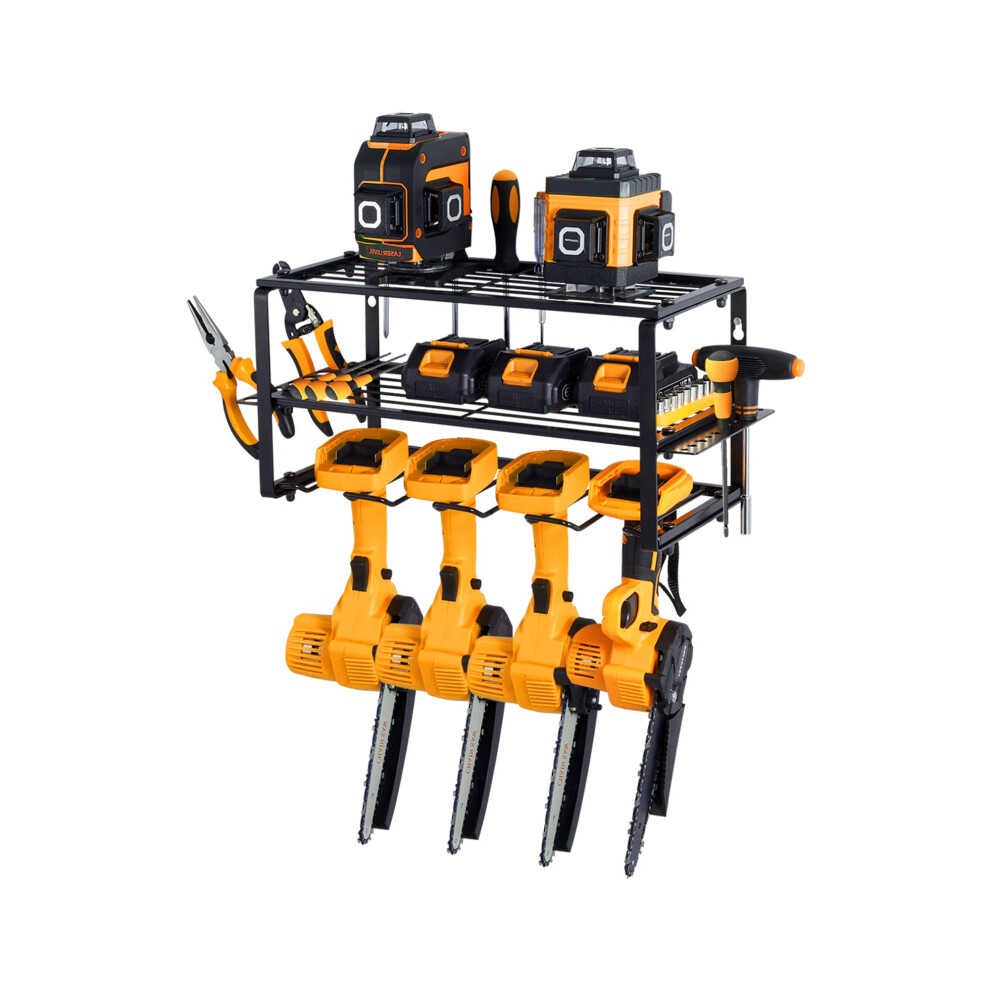 Power Tool Organizer Wall Mount With 2 Shelves, Heavy Duty Garage Storage Rack For Cordless Drill And Workshop 9455672140553