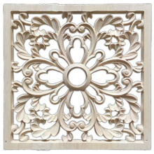 8X Rubber Wood Carved Floral Decal Onlay Applique Furniture DIY Decor F:20 X 20cm