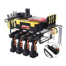 Power Tool Organizer Drill Holder Wall Mount, Heavy Duty Garage Storage Rack for Quick Tool Access, Black