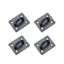 4 Pcs Black Stainless Steel Ceiling and Wall Mount U Hooks with Screws, Heavy Duty Pad Eye Plates