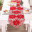 2X Christmas Embroidered Table Runner,Hollow-Out Tea Tablecloth,15X70 Inch 1