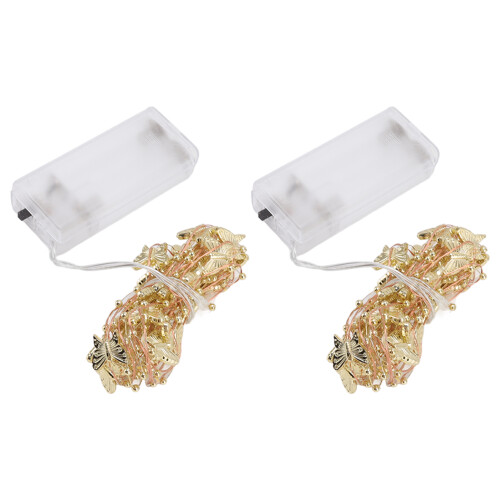 2 Sets Gold String Lights with 20 LEDs, Copper Wire, 2 Meters