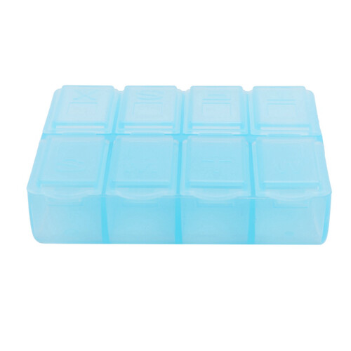 3X Plastico Rectangular 8 Compartimentos Caja de Pildora Medicina de 7 Dias Azul 1