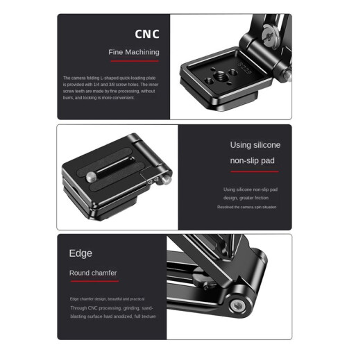 Folding DSLR Camera L Bracket Adjust Angle, Cameras Quick Release Plate Suitable for Various Cameras Stabilizers 2