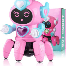 Pink Dancing Robot Toy for Kids with Colorful LED Lights and Interactive Music Play
