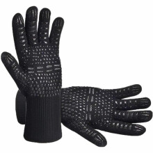 BBQ Gloves Heat Resistant up to 1472F NonSlip Silicone Grip for Grilling Cooking Baking 2pcs Black