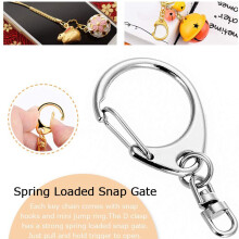 200 Piece D Hook Keychain Hardware with Jump Rings, Metal Split Key Ring Clips with Chain for  Charm Making DIY