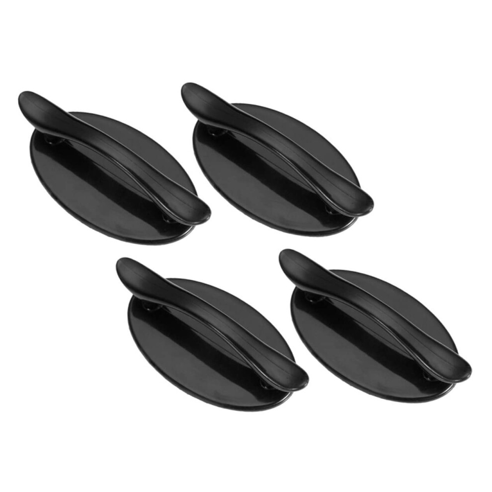 4Pcs Self Adhesive Cabinet Handles, No Drill Stick On Drawer Pulls, Black Abs Smooth Grip 9455672141505