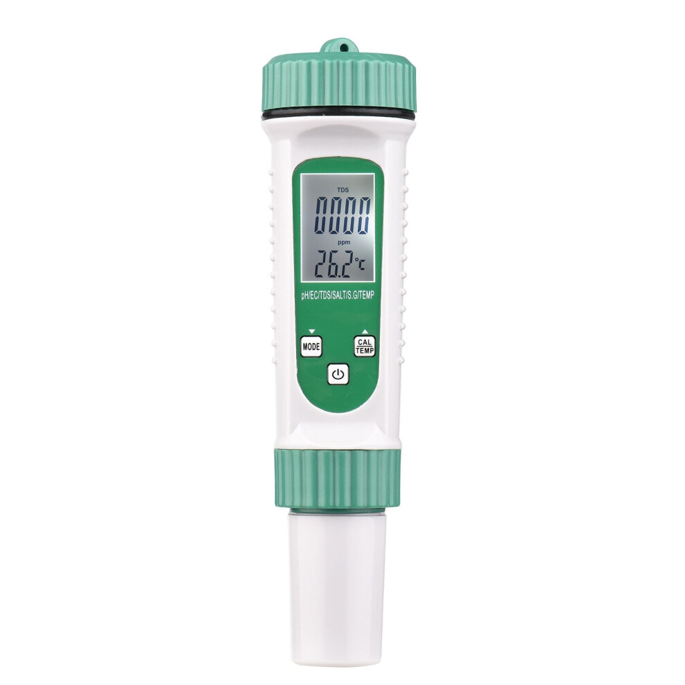 6 In 1 Digital Water Quality Tester Ph Ec Tds Salt S.g Temp, 180Mm Gray & Green 5031390449655