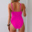 Eendelig badpak voor dames Ring gekoppeld Monokini-rozerood XL 2