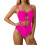 Eendelig badpak voor dames Ring gekoppeld Monokini-rozerood XL 3