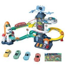 Car Race Track Toy with Electric Elevator, Boys Space Ramp Parking Playset Color 04 Replacement