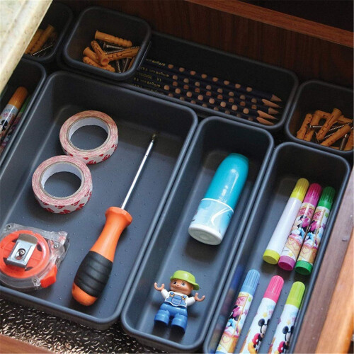 32 Piece White Plastic Storage Containers Set Drawer Organizer for Household Desktop Use 2