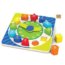 Wooden Learning Clock for Kids Age 1.54 Years, Montessori Educational Toy for Early Time Learning