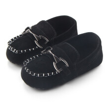 Baby Loafers Soft Sole Nubuck Toddler Boat Shoes Black Crib Shoes 1218 Months