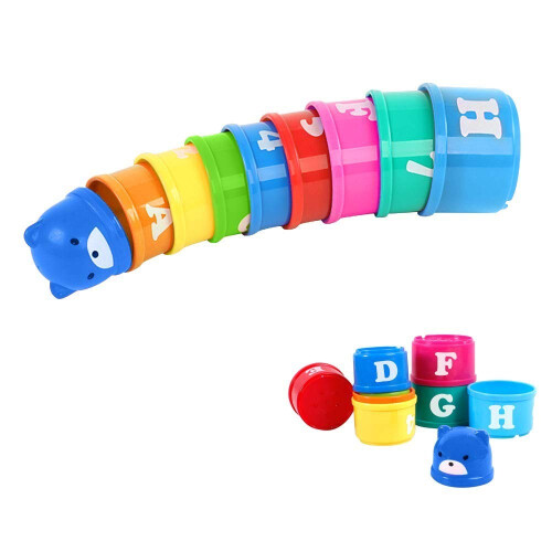 Rainbow Stacking and Nesting Cups Toy Set for Toddlers, 9‑Piece Colorful Learning Playset 1