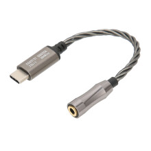 Type C to 3.5mm Headphone Amplifier 15cm 120dB High-Res Audio Gray