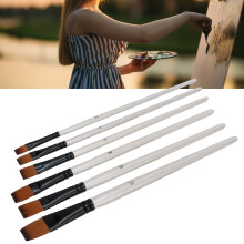 6Pcs Nylon Paintbrush Set, Soft Wool, Durable, Short Handle