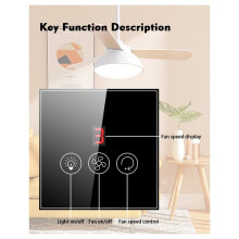 Tuya Controller EU Plug Ceiling Fan Lamp Remote APP Control Speed Works with Alexa Home Black
