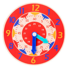 Wooden Learning Clock with Movable Hands and ColorCoded Numbers Montessori Kids Educational Toy