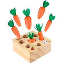 Montessori Wooden Toy Carrot Sorting Puzzle for Toddlers, Size Recognition and Fine Motor Skill Play