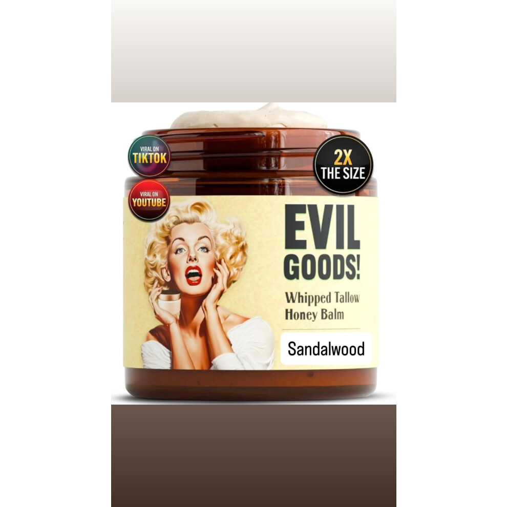 Beef Tallow Balm with Honey, Deep Hydration Whipped Moisturizer in Amber Glass Jar for Dry Skin