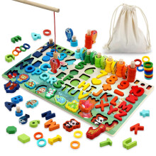 Montessori Wooden Number Puzzle MultiActivity Learning Set for Kids Ages 36 Shape Sorting and Counting