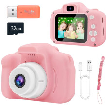 Kids Digital Camera 1080P HD Video with 32GB SD Card, Toddler Camera for Boys and Girls Pink