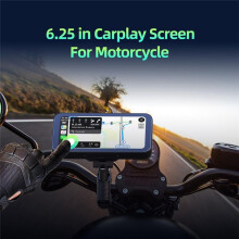 Motorcycle Carplay Screen, Wireless CarPlay & Android Auto with Design Mount 6.25 Inch Touchscreen Navigation