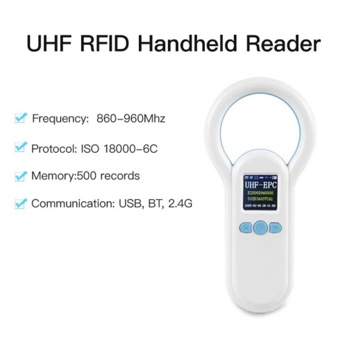 UHF Pet Microchip Scanner Handheld Reader 860-960kHZ Portable 2.4G USB BT Output RFID Tag Scanner Support Android Window 2