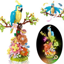 LED Flower Building Kit 1162Piece Parrot and Flower Compatible with Set with LED Illuminated Display