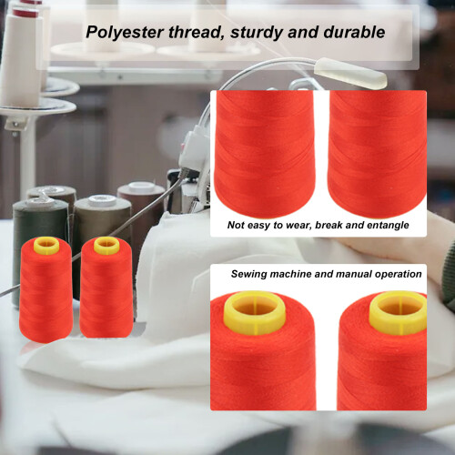 2 Stück Rote Polyester-Serger-Garne, langlebiges Nähen, 4,711,2 cm 2