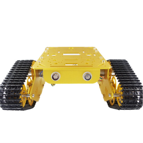 Robot Tank Chassis Gold 9V with Code Box, Programmable Tracked Platform for STEM Education