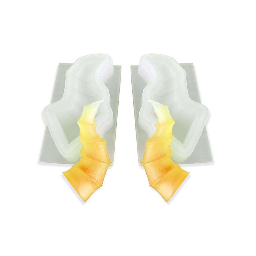 Tauoh 1Pair Devil Horns Silicone Mold 2.16In Animal Sheep Horn Shape Headband Keychain Pendant Resin Casting Mold