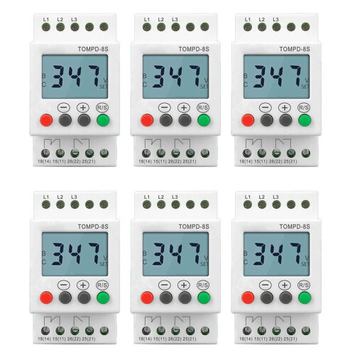 6X 3 Phase Din Rail Adjustable Under over Voltage Protector Voltage Monitoring Sequence Protection Relay