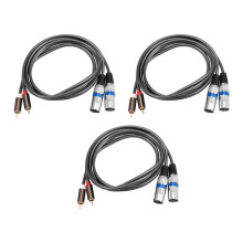 3X 1.5M Dual Rca Male to Xlr Male Cable 2 Xlr to 2 Rca Plug Adapter Hifi Stereo Audio Extension Cable for Speaker