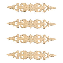 4 Stuks 33 cm x 6 cm Hout Gesneden Decal Streep Hoek Applicaties Lange Holle Bloem Frame Meubels Decor Houtsnijwerk Beeldjes