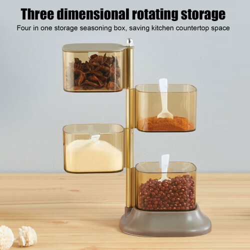 4-Layer Plastic Spice Box Rotate 180 for Kitchen, 362g 2