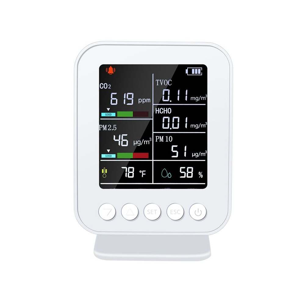 Tauoh Air Quality Meter 7-In-1 Pm2.5 Pm10 Carbonic Oxide Carbon Dioxide Tvoc Hcho Tester Tft Carbon Dioxide Detector