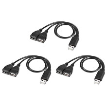 3X Câble Séparateur USB, USB 2.0 Une Mâle Vers Double USB Femelle Jack Y Câble Séparateur Chargeur