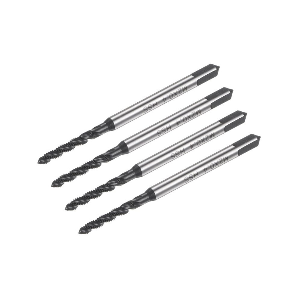 4Pcs Spiral Flute Thread Taps, M2 X 0.4 Nitride Coated Metric Screw Tap, High Speed Steel Machine Tapping Threading Tool 4713143424058
