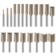 20Pcs 1/4inch Shank 3-25mm Woodworking Straight Knife Router Bit Milling Cutter Trimming Machine Engraving