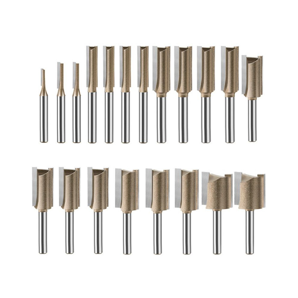 20Pcs 1/4Inch Shank 3-25Mm Woodworking Straight Knife Router Bit Milling Cutter Trimming Machine Engraving 6032267998718