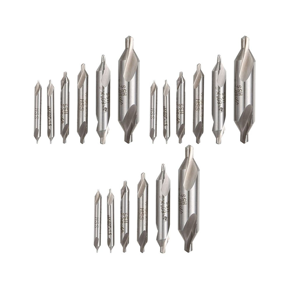 18 Pcs Hss Combined Center Drills Bit Set Countersink 60 Degree Angle 5/3/2.5/2/1.5/1 Mm 4711123758032